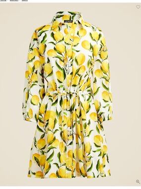 J. Crew lemon Cinched shirt-dress in limoncello cotton voile sz large